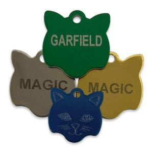 Cat Face Shape Tags Engraved