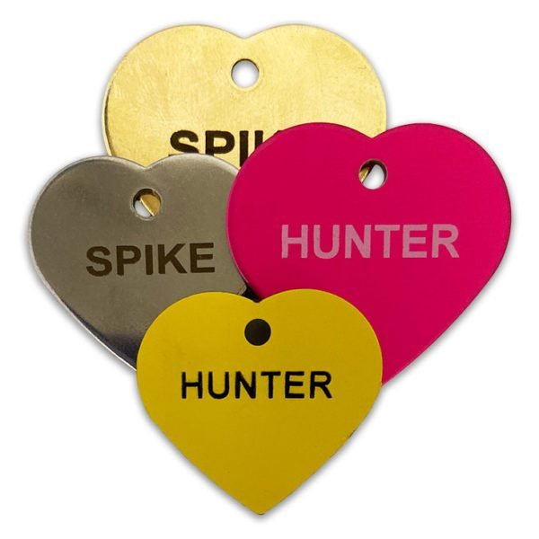 Heart with Hole Through Engraved Tags