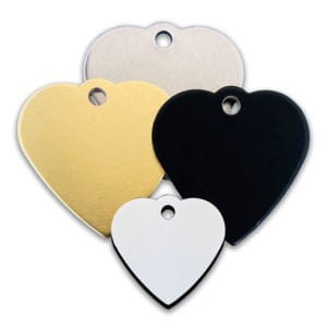 9 Colors 2 Sizes to Choose from 10 Bulk Wholesale Blank Heart Shape Premium Pet Id Tag Black, Large