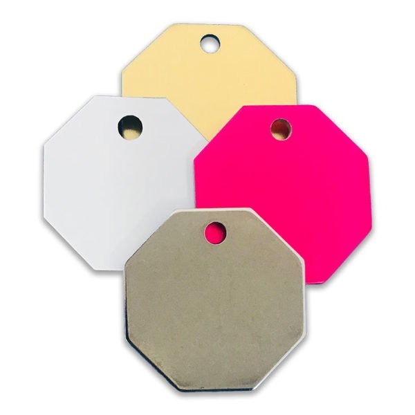 octagon blank tags with hole through top
